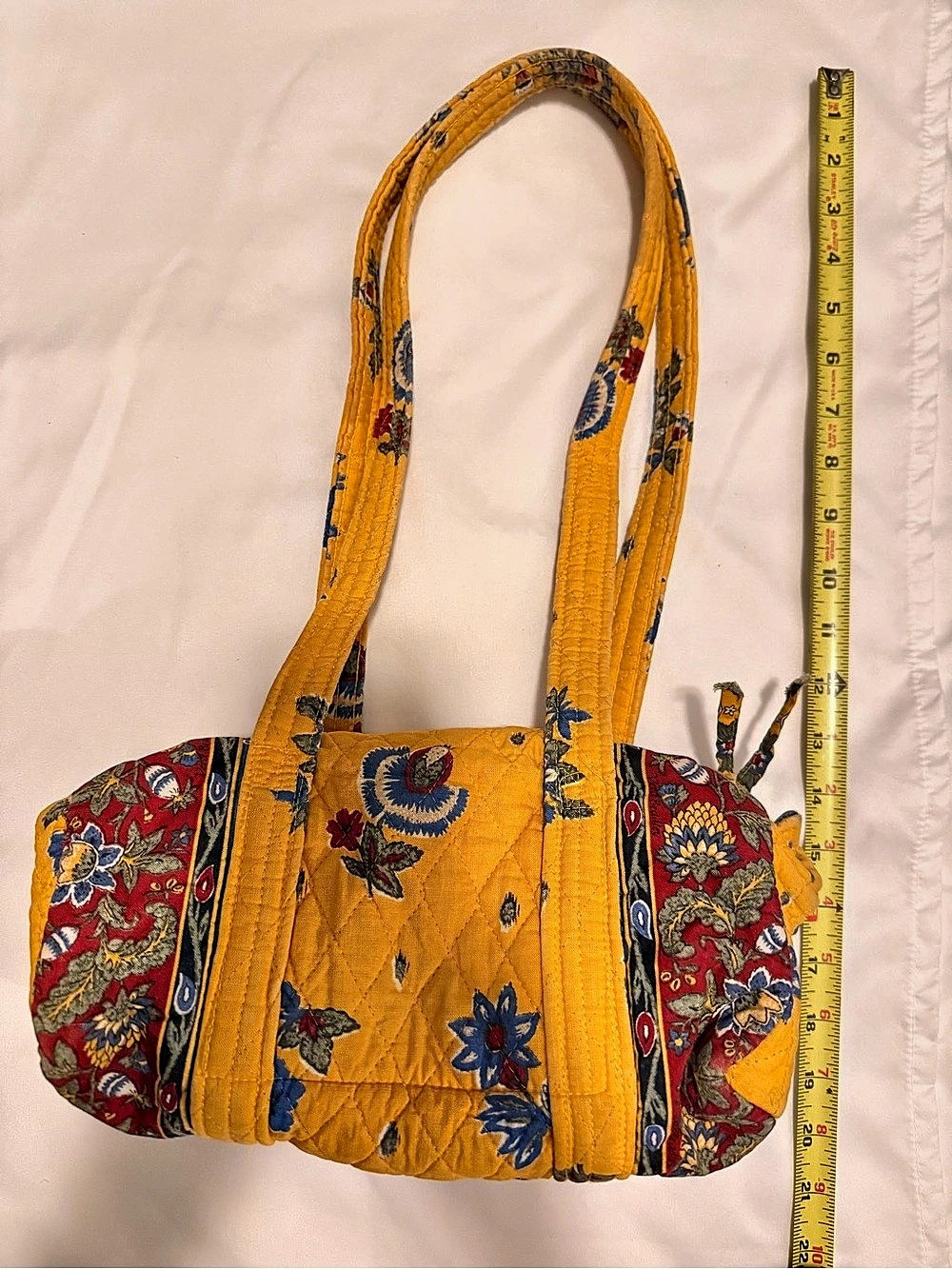 Vera Bradley Small Duffle Floral Quilted Shoulder Bag Yellow & Red